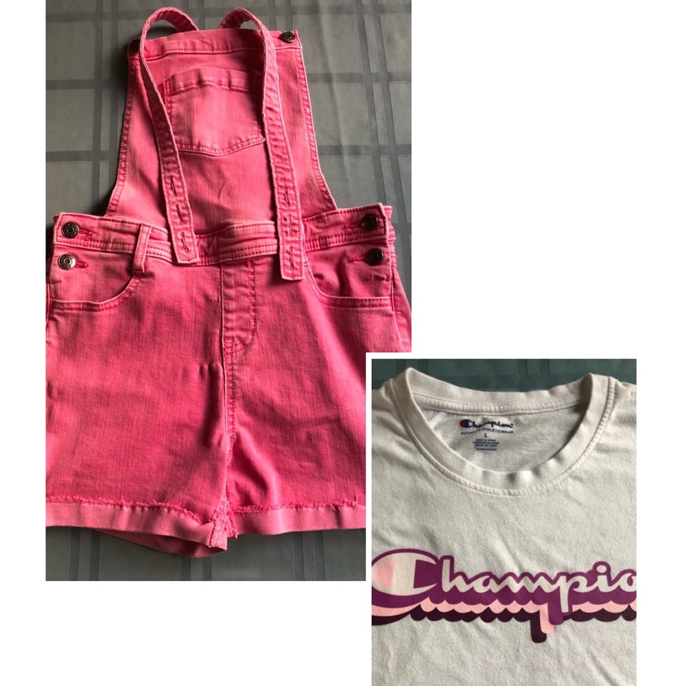 Champion Short Sleeve & Cat and Jack Overall Bundle